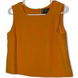 Via Seta Vintage Silk Boxy Fit Tank Top Medium Orange